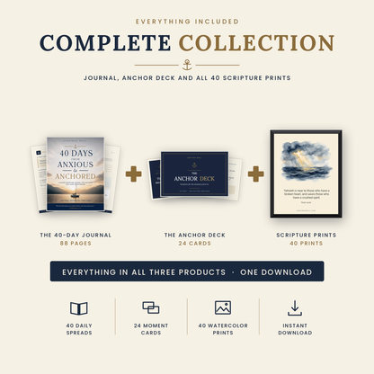 40 Days from Anxious to Anchored — A Guided Scripture Journal for the Heart That Won't Stop Racing (Download & Print)