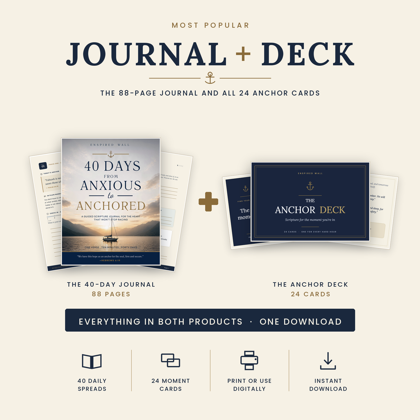 40 Days from Anxious to Anchored — A Guided Scripture Journal for the Heart That Won't Stop Racing (Download & Print)