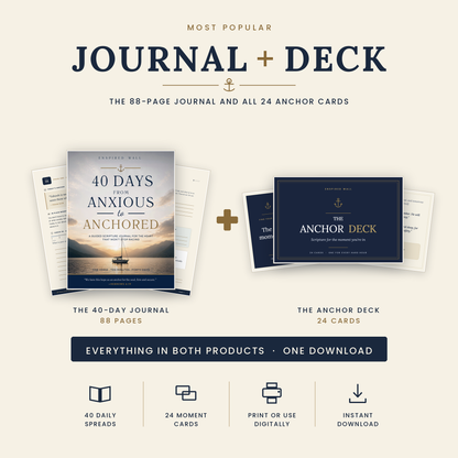40 Days from Anxious to Anchored — A Guided Scripture Journal for the Heart That Won't Stop Racing (Download & Print)