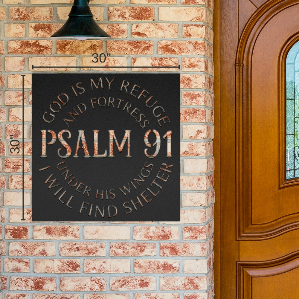 Psalm 91 Metal Wall Art - God Is My Fortress (Square)
