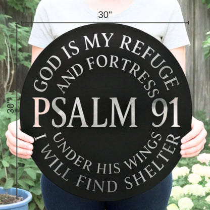 Psalm 91 Metal Wall Art - God Is My Fortress Circle
