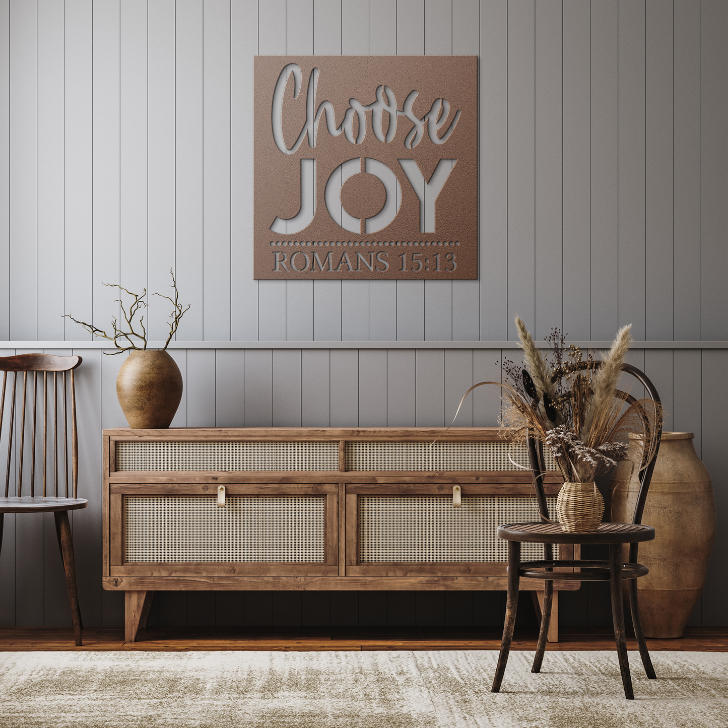Choose_Joy_Metal_Wall_Art_Copper_Rustic_Hallway_Mockup.png