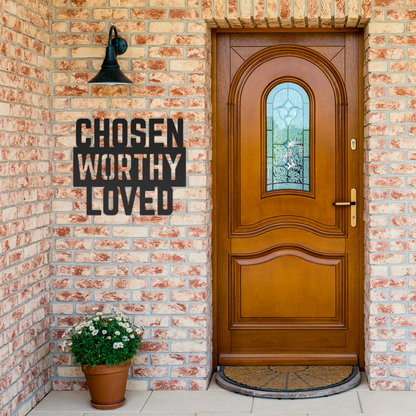 Chosen_Worthy_Loved_Metal_Wall_Art_Black_Brick_Entrance_Mockup.png