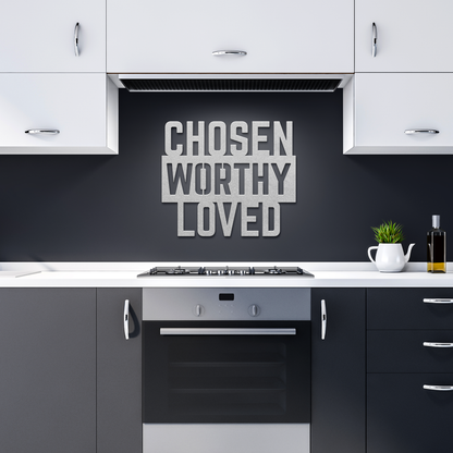 Chosen_Worthy_Loved_Metal_Wall_Art_Silver_Dark_Kitchen_Mockup.png