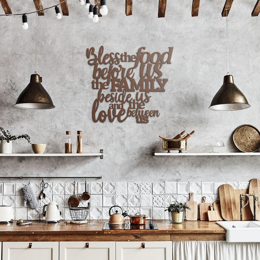 Christian_Metal_Wall_Art_Bless_The_Food_Copper_Rustic_Kitchen_Mockup.png