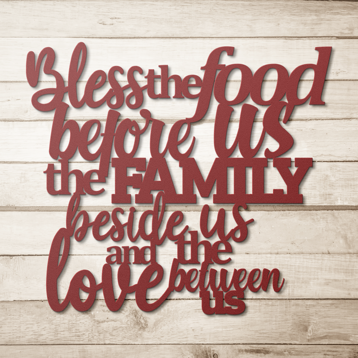 Christian_Metal_Wall_Art_Bless_The_Food_Red_Simple_Wood_BKGD_Mockup.png