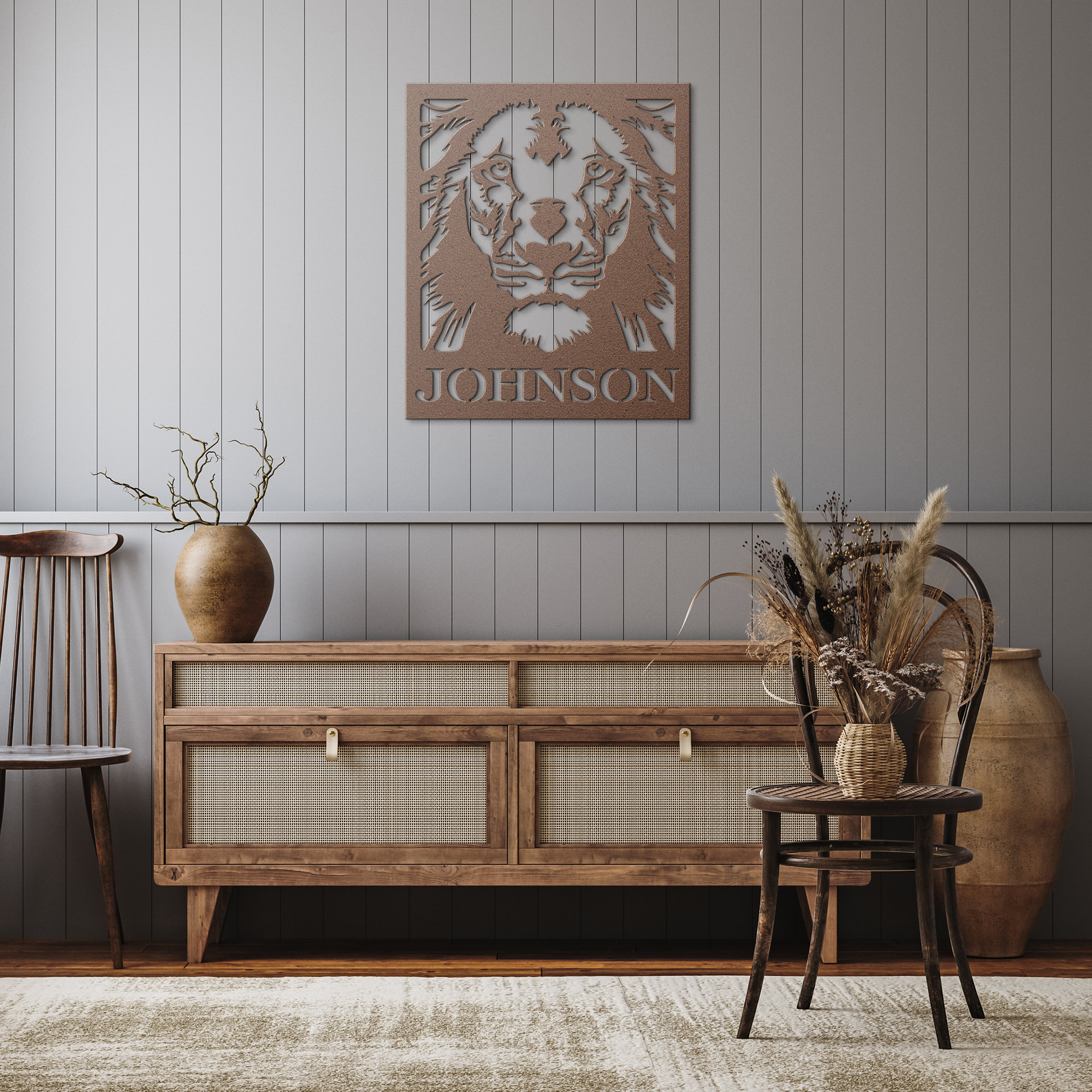 Lion_Welcome_Metal_Sign_Monogram_Copper_Rustic_Hallway_Mockup.png