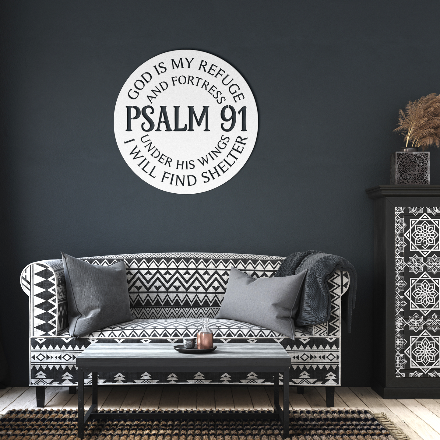 Psalm_91_Metal_Wall_Art_-_God_Is_My_Fort_White_Dark_Living_Room_Mockup.png
