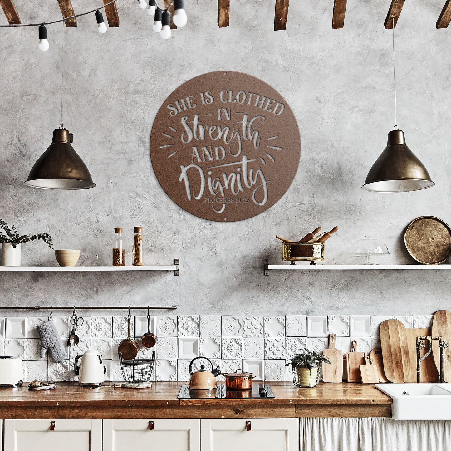 She_Is_Clothed_In_Strength_-_Proverbs_31_Copper_Rustic_Kitchen_Mockup.png