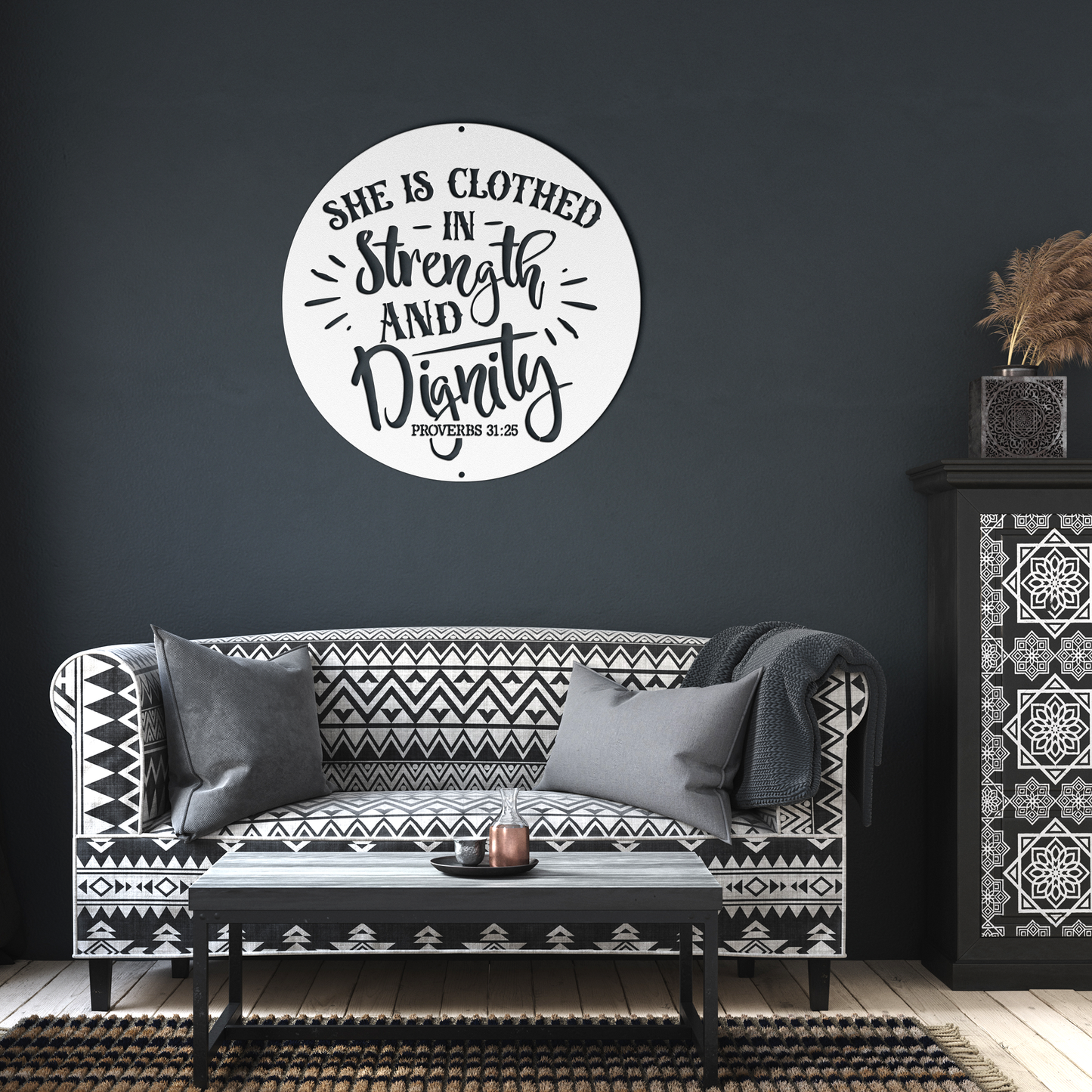 She_Is_Clothed_In_Strength_-_Proverbs_31_White_Dark_Living_Room_Mockup.png