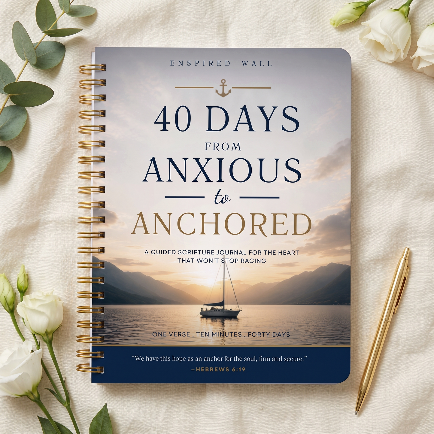 40 Days from Anxious to Anchored — A Guided Scripture Journal for the Heart That Won't Stop Racing (Download & Print)