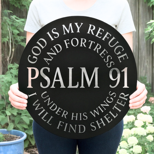 Psalm 91 Metal Wall Art - God Is My Fortress Circle